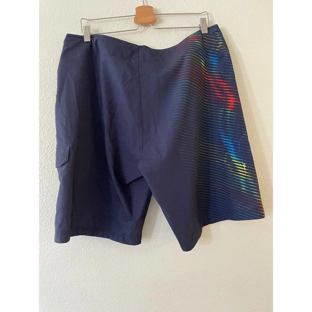 Speedo Size 36 Mens Interference Glow Board Shorts Swim Trunks Cargo Pocket Blue